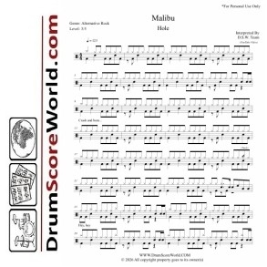 Hole - Malibu | Drum Sheet
